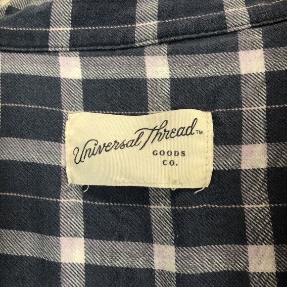 Universal Thread Womens Blue White Pink Rayon Long Sleeve Button Up Large - Picture 2 of 10